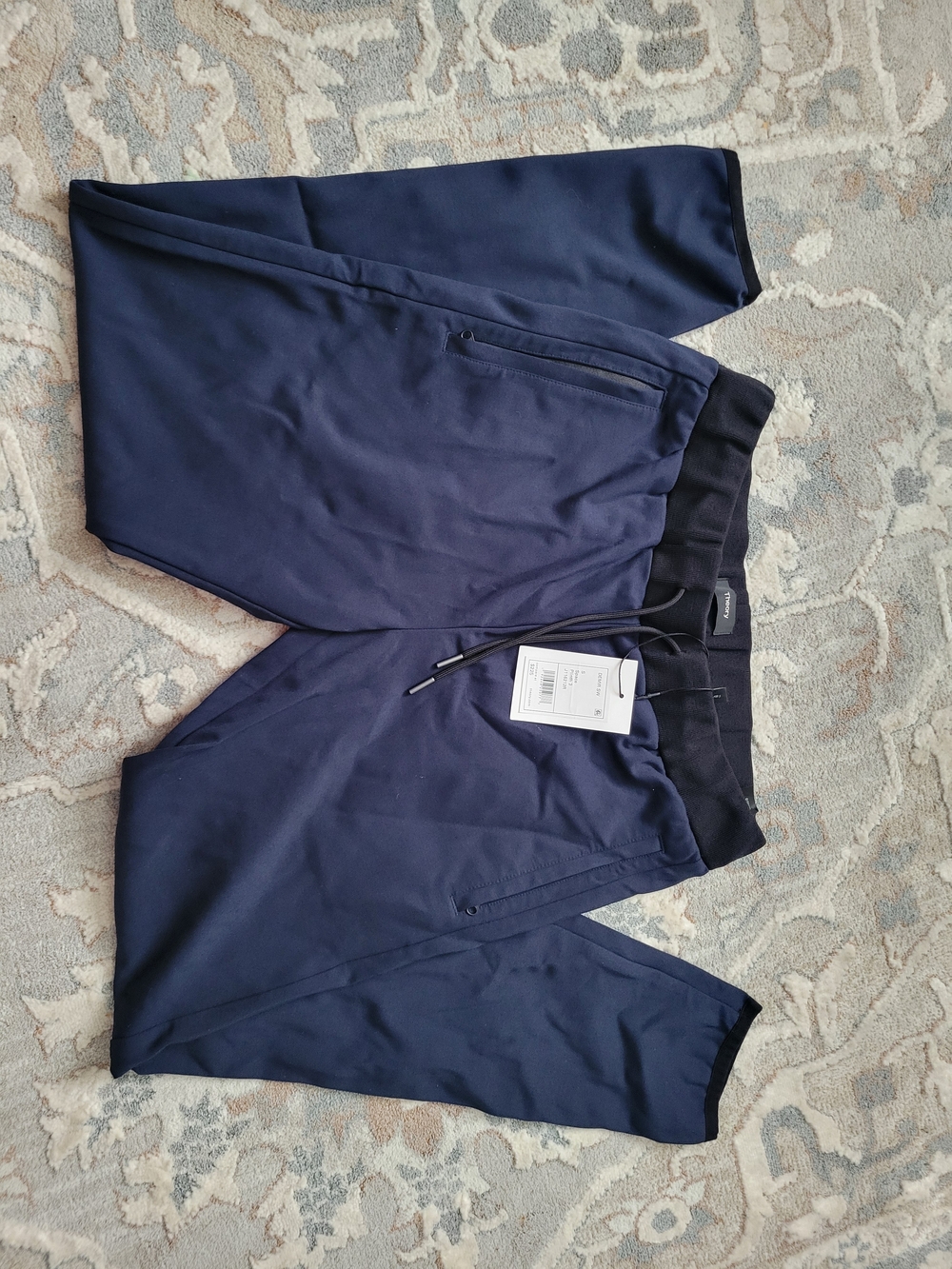 Theory - Navy Elastic Waist Slip On Drawstring Pants Precision Ponte - size S